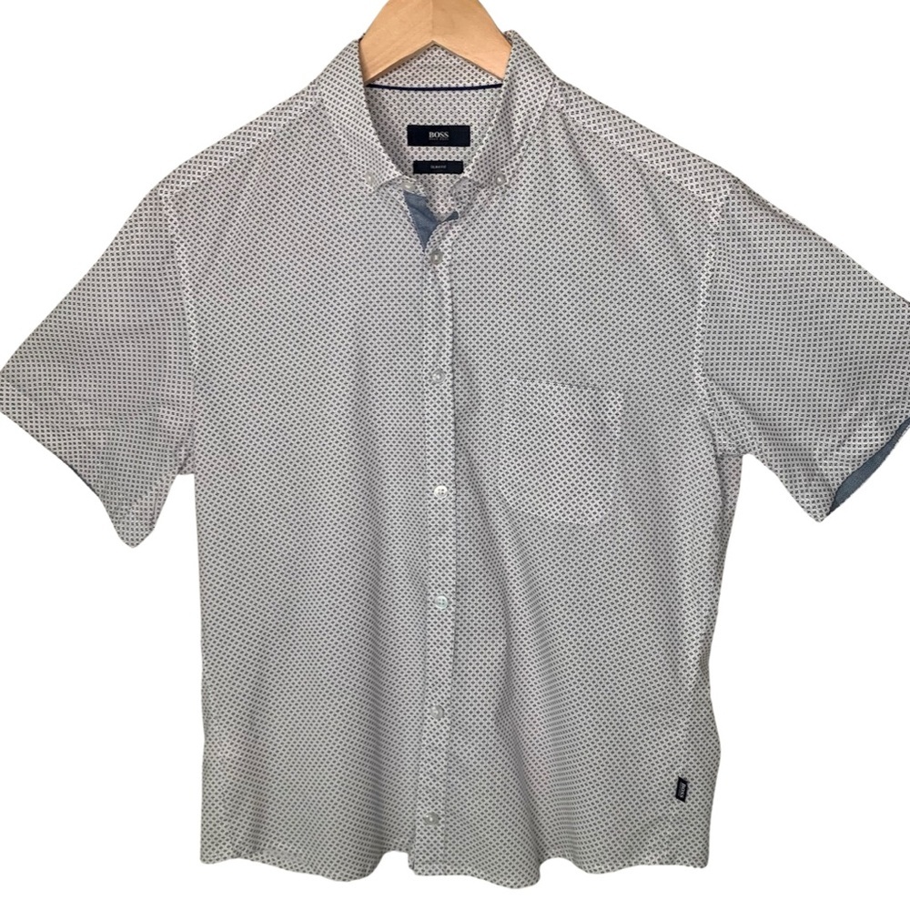 BOSS HUGO BOSS Reed Slim Fit Shirt Modern Essential Short Sleeve Button Down - Picture 7 of 16